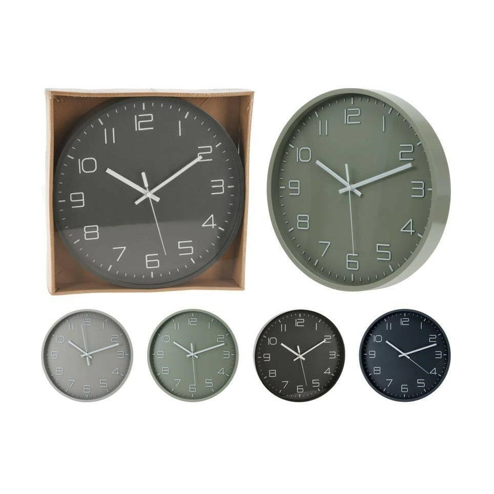 Round Wall Clock with Plastic Frame Assorted Colours 30cm Pack of 1 HZ1601300 | Silent Non-Ticking Design | With Bold Numbers | Stylish Decorative Clock | For Home-Office or Classroom
