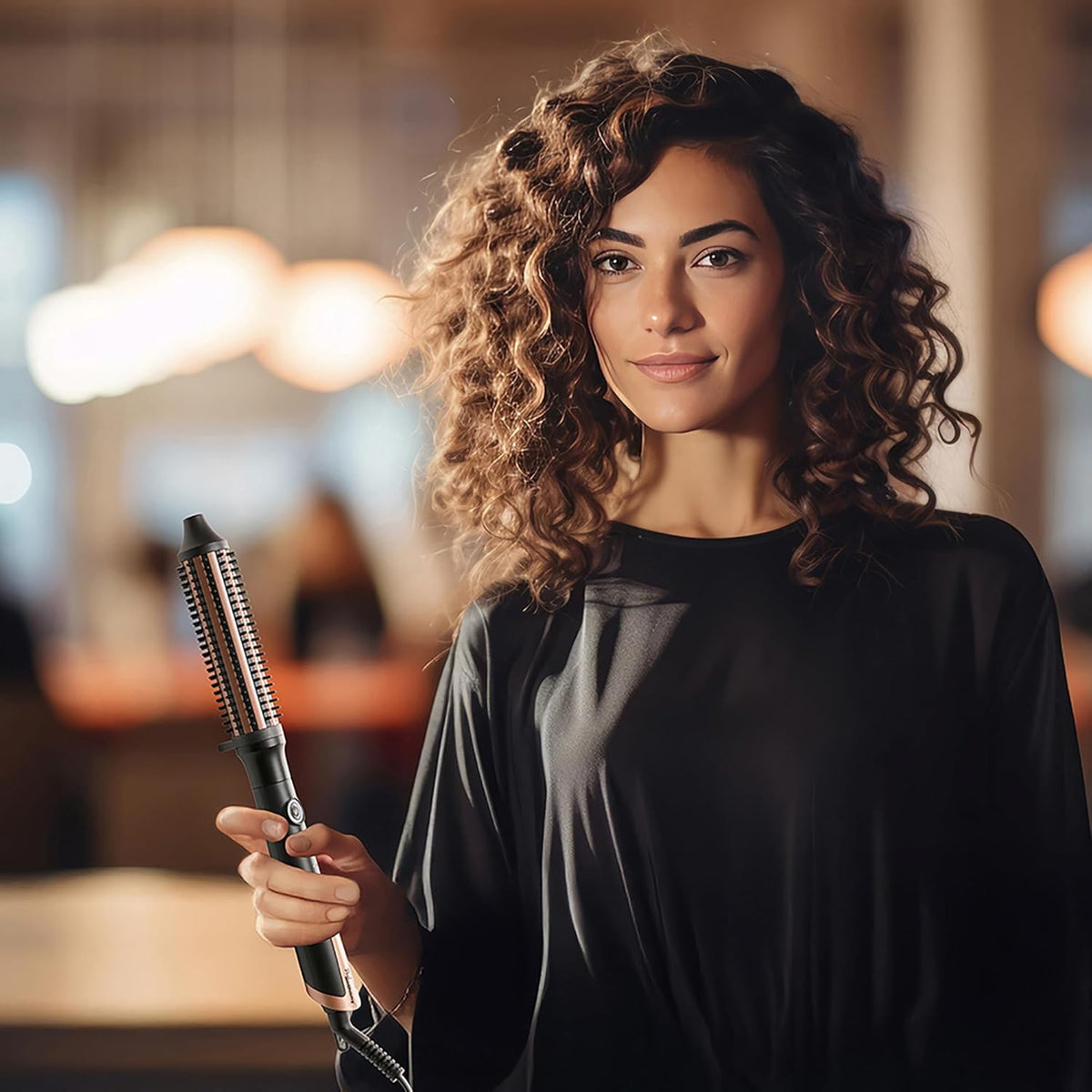 Paul Anthony Style Pro Perfect Style Hot Brush Black and Brown H2120 | 30mm Ceramic Barrel | 5 Temperature Settings | Quick Heat Up | Safety Auto Shut-Off | Rubberised Grip Handle | 110mm Long Heating Barrel | Cool Touch Tip | On-Off Switch with LED