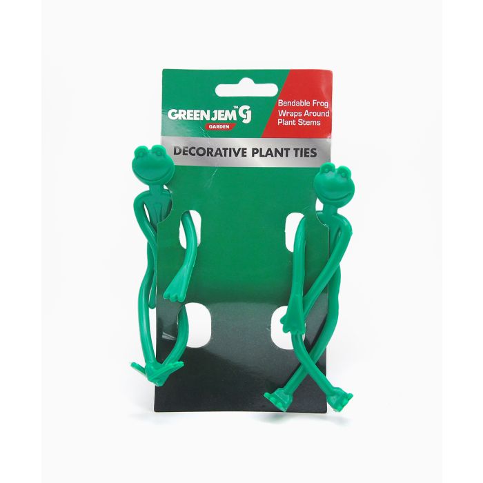 Green Jem Decorative Frog Plant Ties Green Pack of 2 GSFROG | Bendable Plant Support Clips | Wrap Around Stems | Reusable Garden Accessories | Reusable | Rust-free | Waterproof Rubber Coating | Attach to Bamboo and Trellis