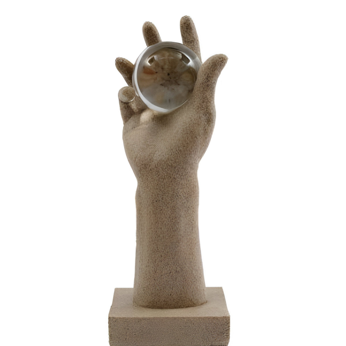SIL Interiors Hand Sculpture with Glass Ball Beige 13cm x 11cm x 30cm OR8315
