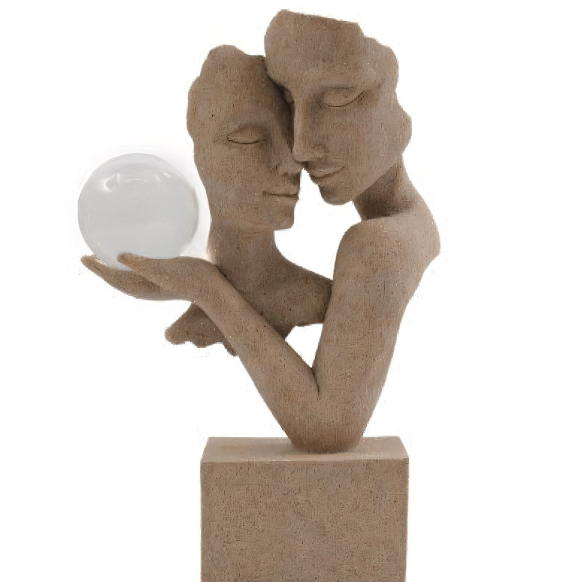 SIL Interiors Face Sculpture with Glass Ball Beige 21cm x 10cm x 32cm OR8313