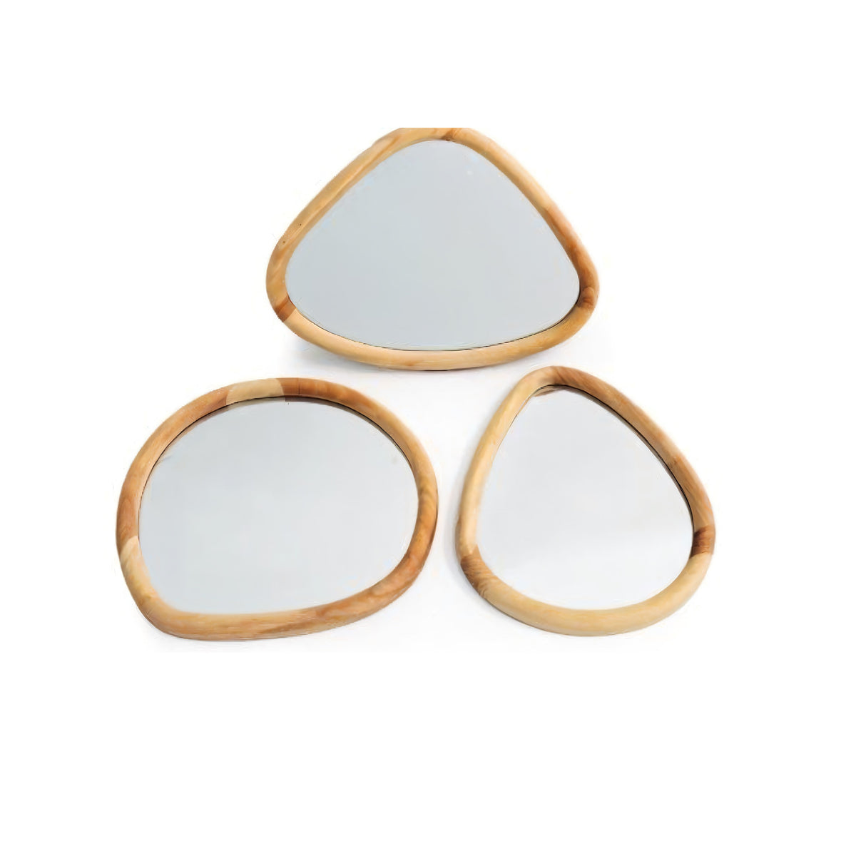 SIL Interiors Pebble Shape Wooden Mirror Assorted 28cm x 23cm x 1.8cm Pack of 1 MI1006
