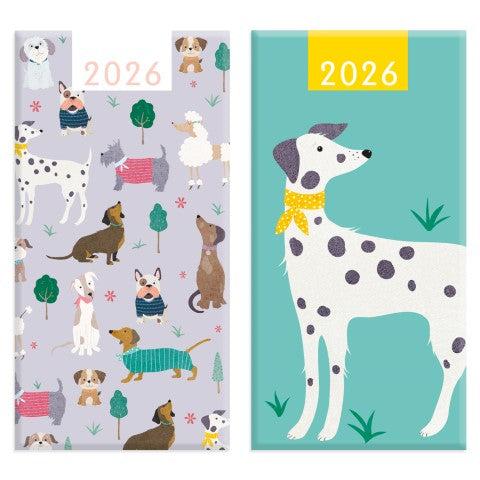 Design Group 2026 Dog Printed Slim Week To View Diary Planner Assorted Colour Pack of 1 YCORDIA4A004 | Hardback Cover | Compact Organiser for Daily Planning