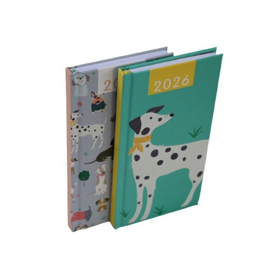 Design Group 2026 Dog Printed Slim Week To View Diary Planner Assorted Colour Pack of 1 YCORDIA4A004 | Hardback Cover | Compact Organiser for Daily Planning