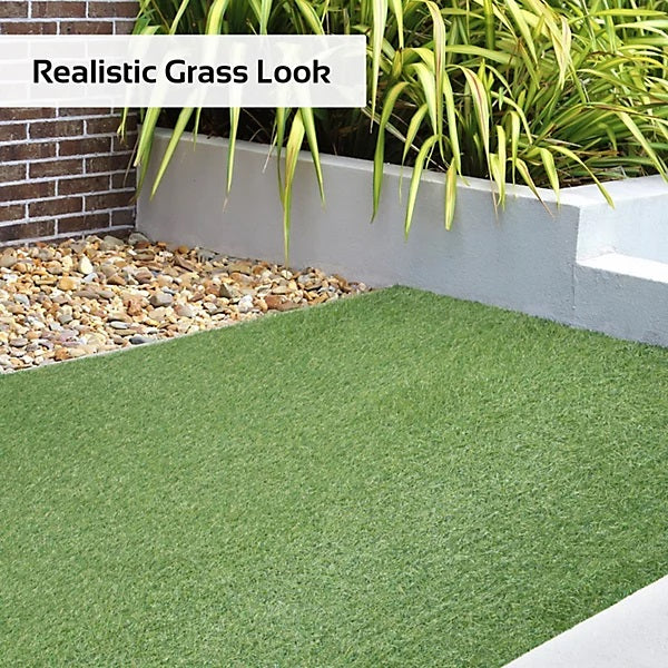 GardenKraft Artificial Grass Roll Dark Green 4Mtr x 1Mtr 26079 | 15mm Pile | UV Protected | Realistic Soft Texture | No Watering | No Cutting | No Weeding | Lush Green Lawn All Year Round | Mix of Emerald Green-Lime and Bi-colour | A Perfect Deep Grass