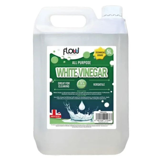 Flow All Purpose Vinegar White 5Ltr VINEGAR5L | 5 Percent Acetic Acid | Versatile | Natural Household Cleaner and Deodoriser | Great for Surfaces-Floors and Kitchens
