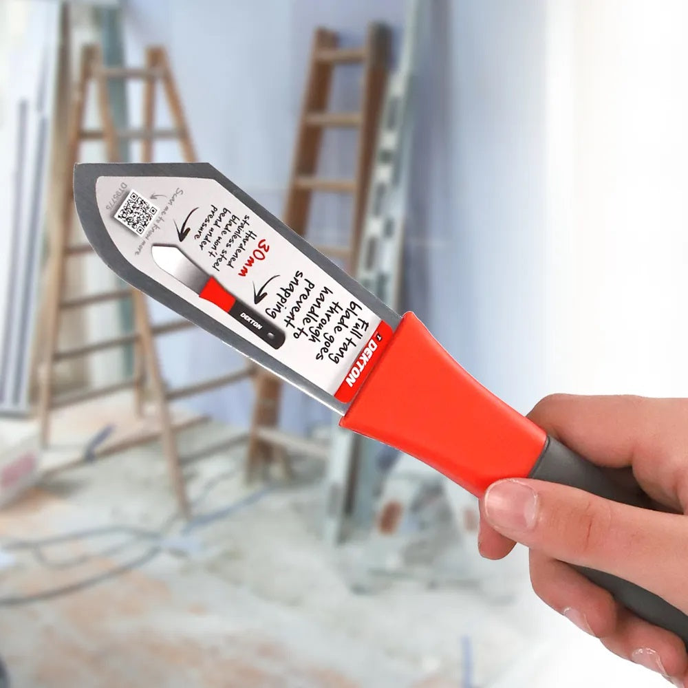 Dekton Professional Putty Knife Multicolour 30mm DT95775 | Strong Durable Scraper | Ideal for Tough Scraping Jobs Around the Home | Stainless Steel Blade Resists Rust | Double Hollow Ground Flex Blades for Perfect Flex Point and Longer Life | Full Tang