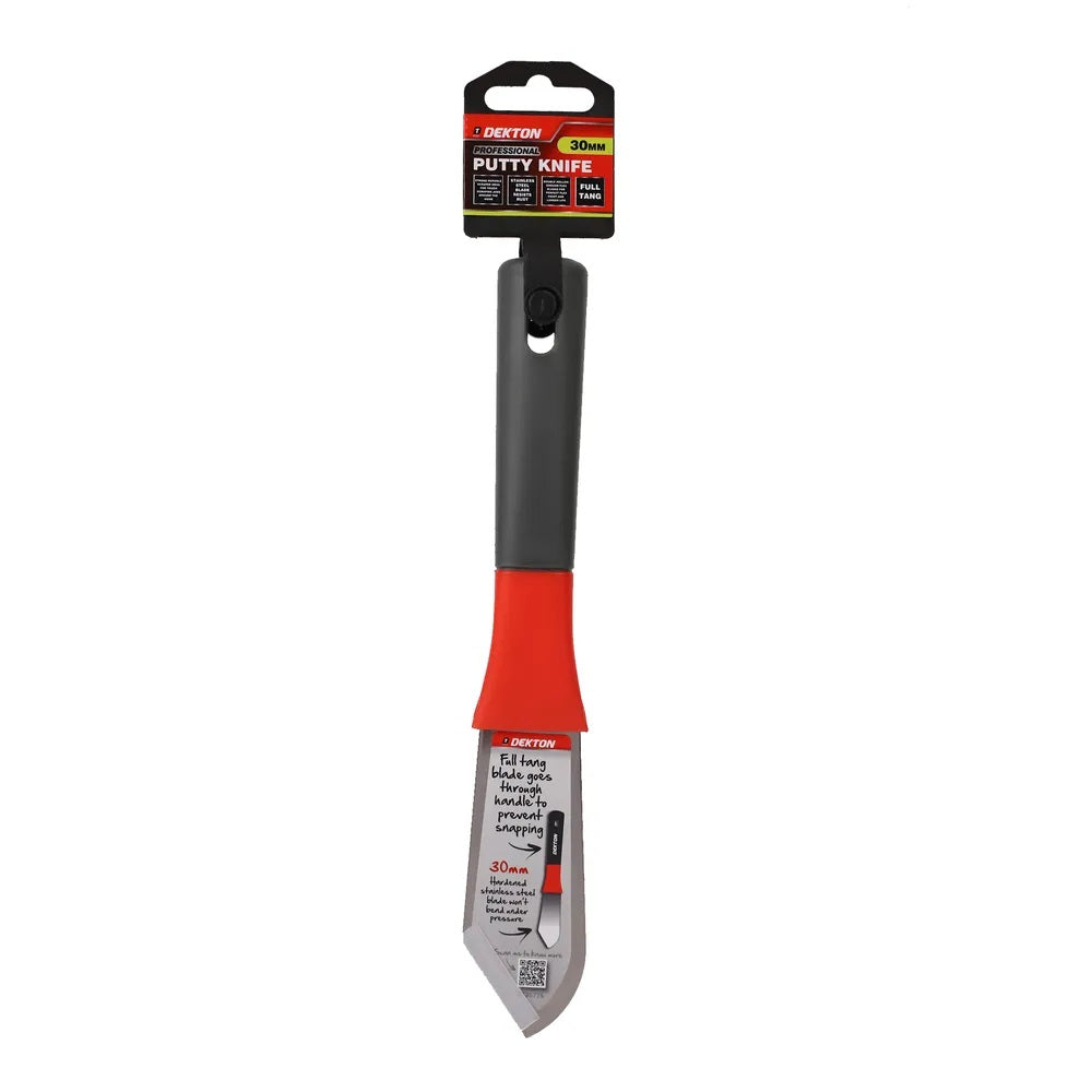 Dekton Professional Putty Knife Multicolour 30mm DT95775 | Strong Durable Scraper | Ideal for Tough Scraping Jobs Around the Home | Stainless Steel Blade Resists Rust | Double Hollow Ground Flex Blades for Perfect Flex Point and Longer Life | Full Tang