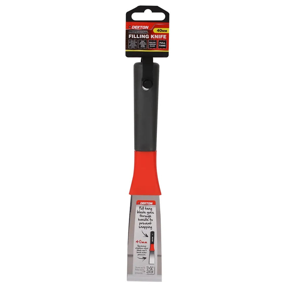 Dekton Professional Filling Knife Multicolour 40mm DT95765 | Ideal for Filling Cracks - Scraping Wallpaper and Repairing Holes | High Quality Stainless Steel Blade | Hollow Ground Blade | Full Tang