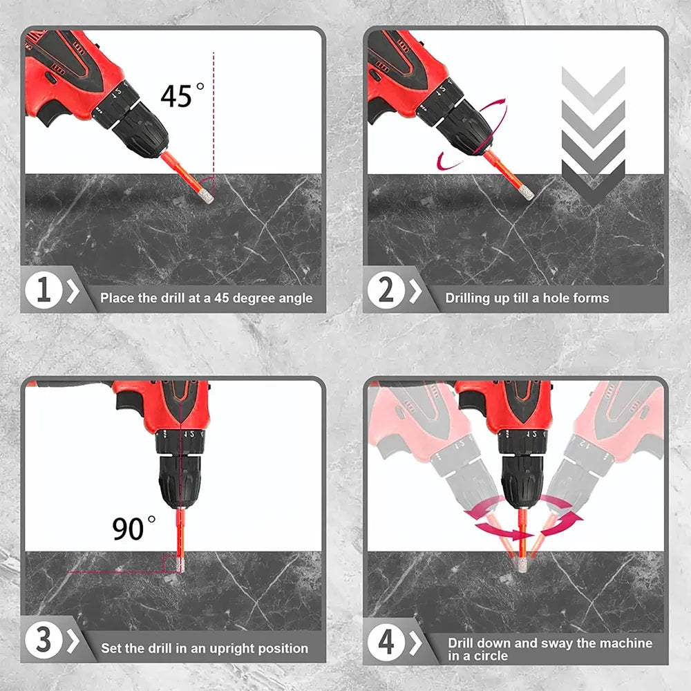 Dekton Dry Diamond Tile Bit Red and Silver 5mm DT80205 | 1-4-Inch Hex Shank | Wax Core | Ideal for Cutting Ceramic Porcelain Stone | Use with Corded and Cordless Drills | High Grade Hardened Steel