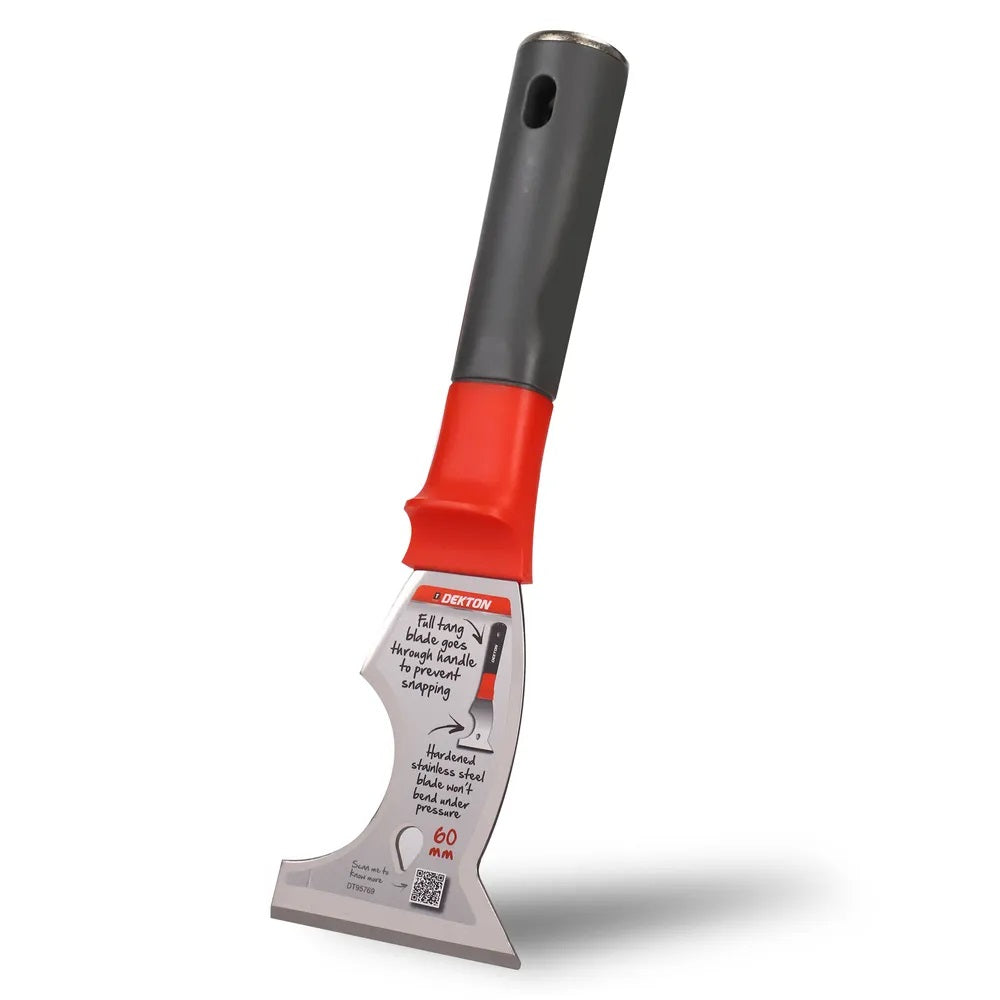 Dekton Professional Multi-Purpose 6-in-1 Scraper Multicolour 60mm DT95769 | Wallpaper Scraper - Crevice Scraper - Paint Roller Cleaner and Nail Remover | Stainless Steel Blade Resists Rust | Suitable for General Purpose - Workshop - Automotive - Crafts and Hobbies | Full Tang