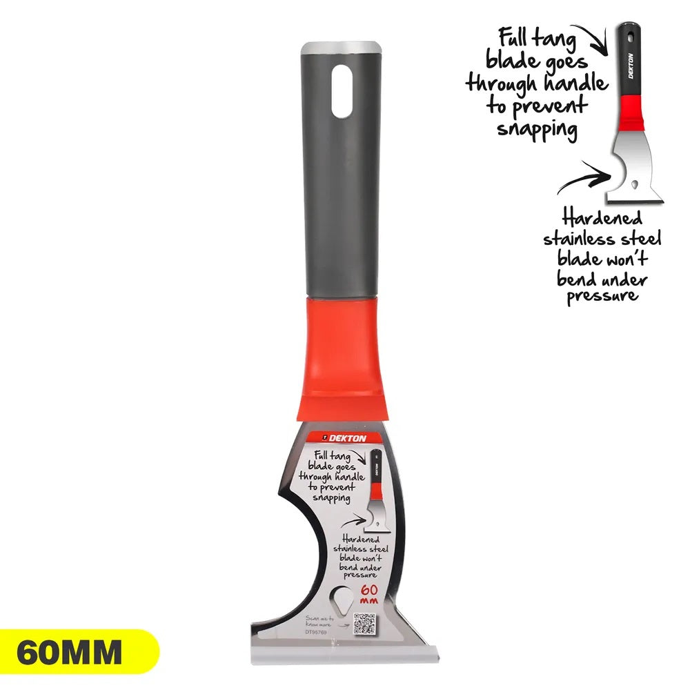 Dekton Professional Multi-Purpose 6-in-1 Scraper Multicolour 60mm DT95769 | Wallpaper Scraper - Crevice Scraper - Paint Roller Cleaner and Nail Remover | Stainless Steel Blade Resists Rust | Suitable for General Purpose - Workshop - Automotive - Crafts