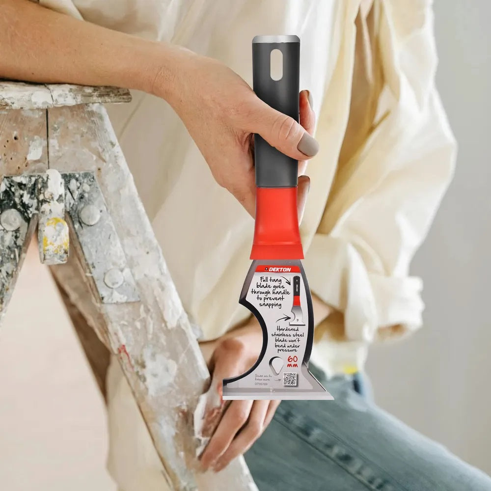 Dekton Professional Multi-Purpose 6-in-1 Scraper Multicolour 60mm DT95769 | Wallpaper Scraper - Crevice Scraper - Paint Roller Cleaner and Nail Remover | Stainless Steel Blade Resists Rust | Suitable for General Purpose - Workshop - Automotive - Crafts