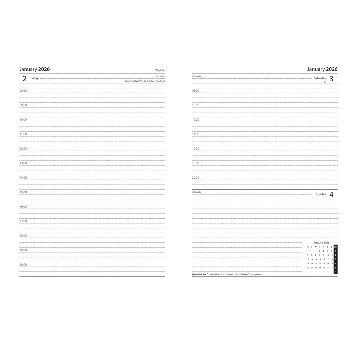 Design Group 2026 Week Day to Page Diary Assorted Colours Pack of 1 YCORDIA4A016 | Hardback Cover | Day Per Page Layout | Ideal for Office-School and Personal Use