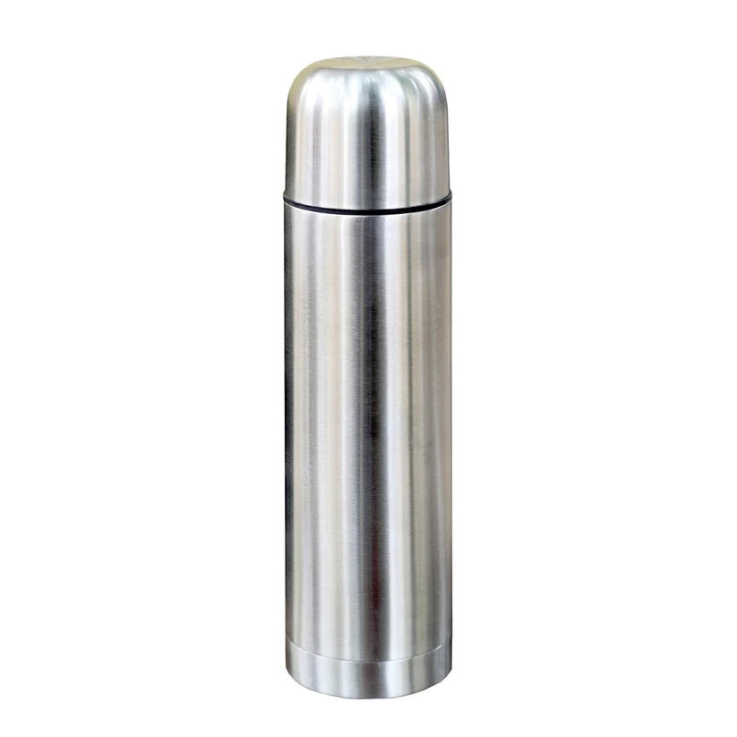 Fine Elements Stainless Steel Vacuum Flask Chrome 1Ltr KF1008 | Insulated Travel Thermos Bottle | Keeps Drinks Hot or Cold | Leakproof and Durable Design