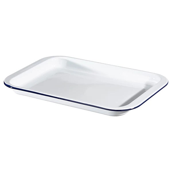 The Hairy Bikers Rectangular Enamelled Oven Tray White Large 36cm BKW1631 | Oven Safe | Dishwasher Safe | Durable and PFAS Free Design | Not Microwave Safe