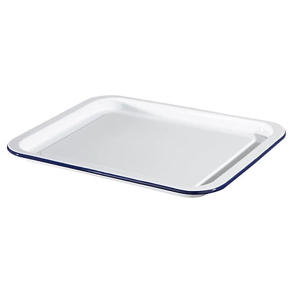 The Hairy Bikers Rectangular Enamelled Oven Tray White Medium 34cm BKW1630 | Oven Safe | Dishwasher Safe | Durable and PFAS Free Design | Not Microwave Safe