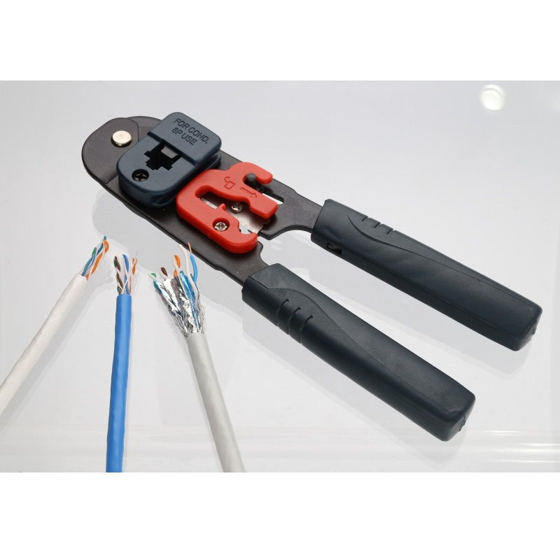 Mercury RJ45 Crimping Tool Multicolour L185mm 710.266UK | Lightweight Durable and Compact | Ratchet Action | Vinyl Handle Grips