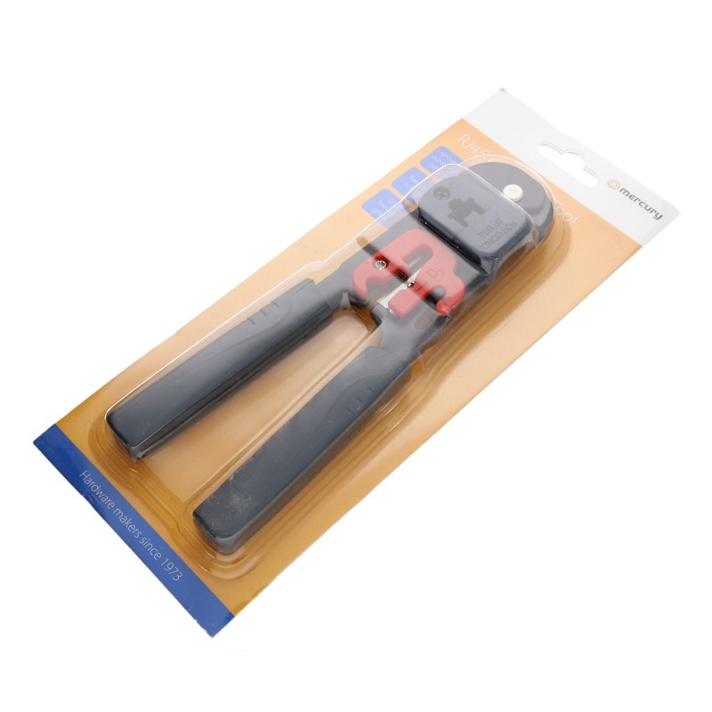 Mercury RJ45 Crimping Tool Multicolour L185mm 710.266UK | Lightweight Durable and Compact | Ratchet Action | Vinyl Handle Grips