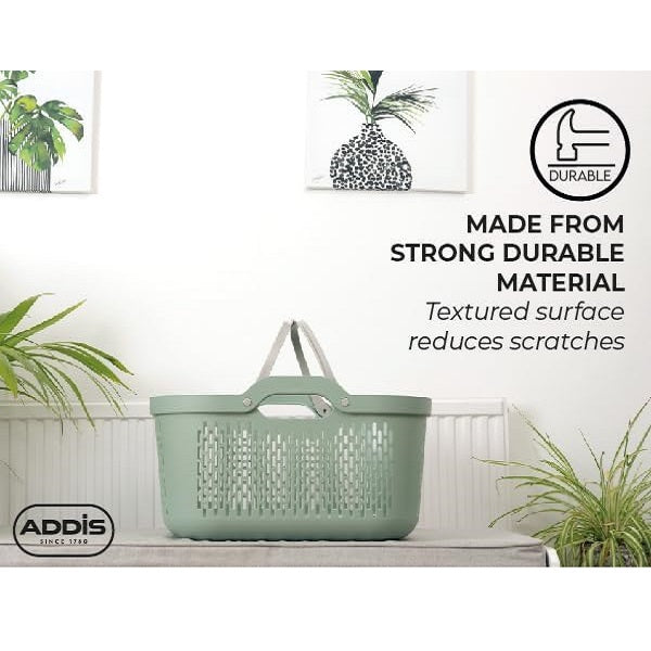 Addis Signature Laundry Basket with Carry Handles Sage and Mushroom 519806 45Ltr W55cm x D39.5cm x H30.5-40cm 519561 | New Modern Design | Made from Durable Material | Handles for Convenient One-Hand Carrying