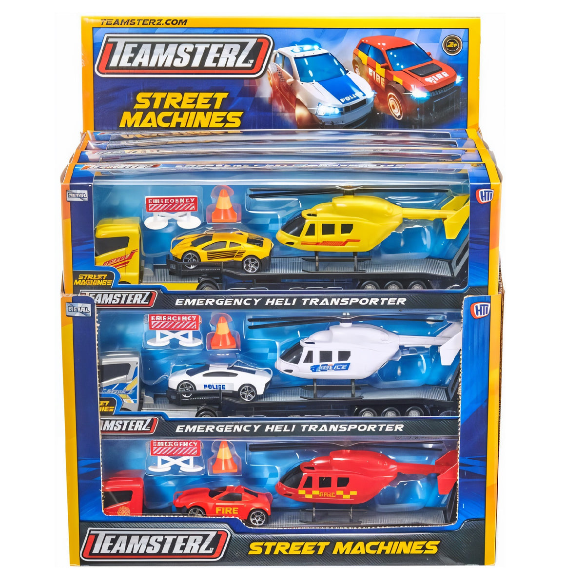 HTI Teamstrez Street Machines Metal Emergency Heli Transporter Assorted Pack of 1 1377033
