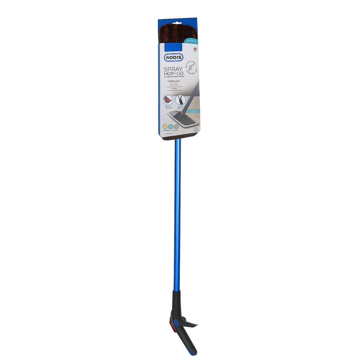 Addis Spray Mop - Go Duo-Fibre Multicolour 519811 | Ultra-Fast Streamline All-in-One Mop | No Water Bottle - Simply Fill the Bottle | Abrasive Duo-Fibre for a Deeper Clean | Duo-Fibre Abrasive Refill | Built-in Hanging Hook | Effective on Wood - Vinyl and Tiles Floors