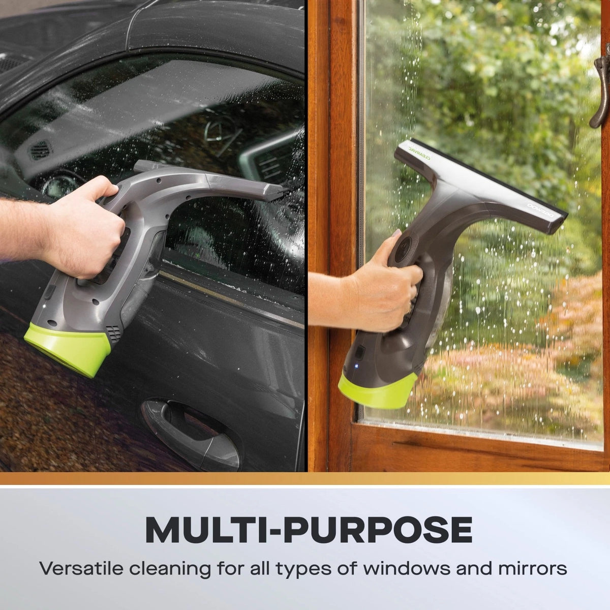 Daewoo Hurricane Clearvac Rechargeable Window Vacuum Cleaner Black and Green FLR00194 | 30 Minute Run Time | Lightweight | Cordless Design | Charging Indicator Light | 150ml Dirty Water Tank