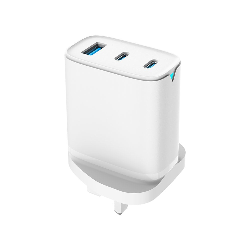 Daewoo 65W 2x Type C and USB Wall Charger White ELA1415 | Triple Charging | 3 Pin Plug | Smart IC | Short Circuit Protection