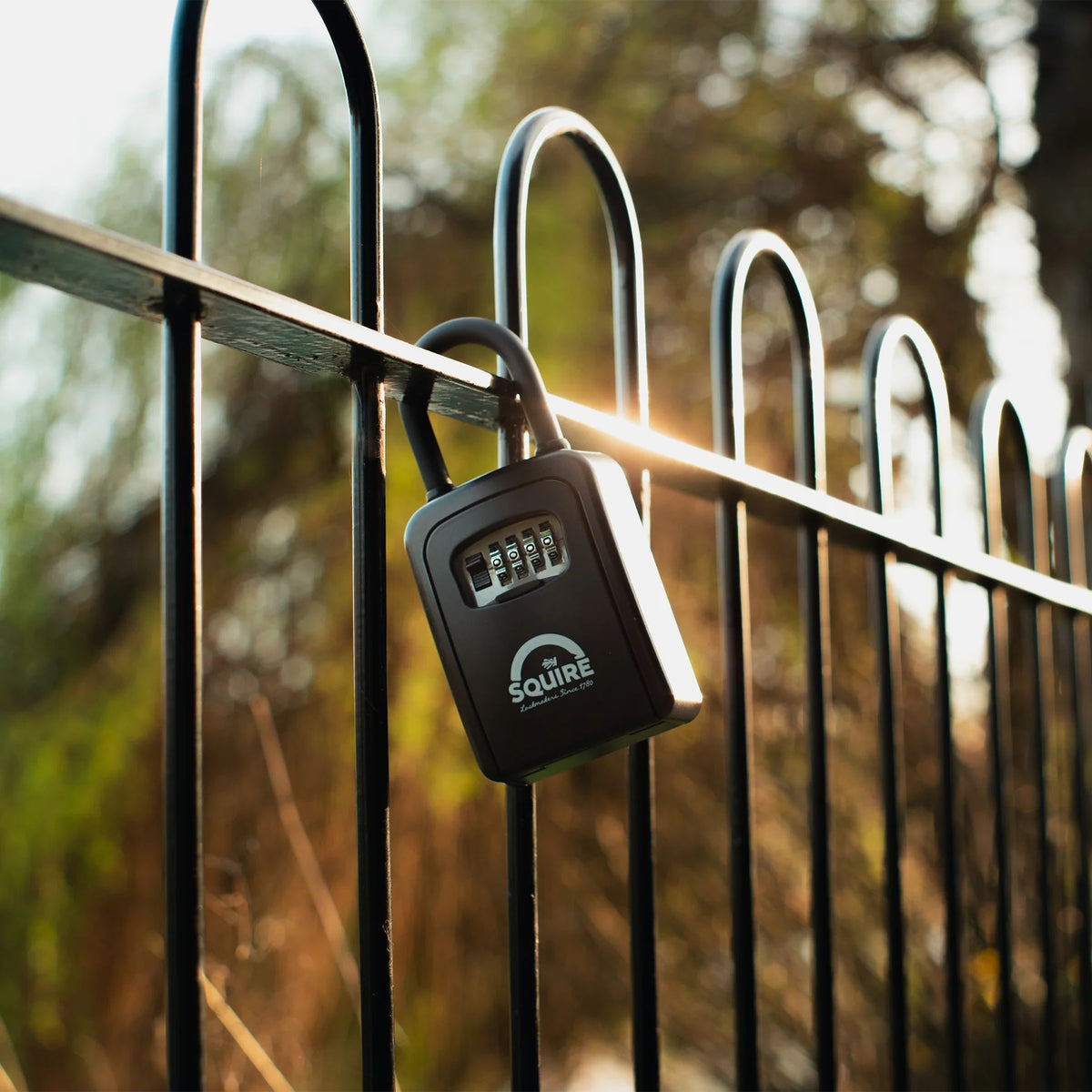 Squire Combination Key Keep 1 PB Black KEYKEEP1 PB | 4 Combination Wheels - 10000 Possible Combinations | No Keys to Lose | Portable Lock Box | Accepts Multiple Keys | Recodable Combination Mechanism | Shutter Door Over Combination Wheels | Soft Touch