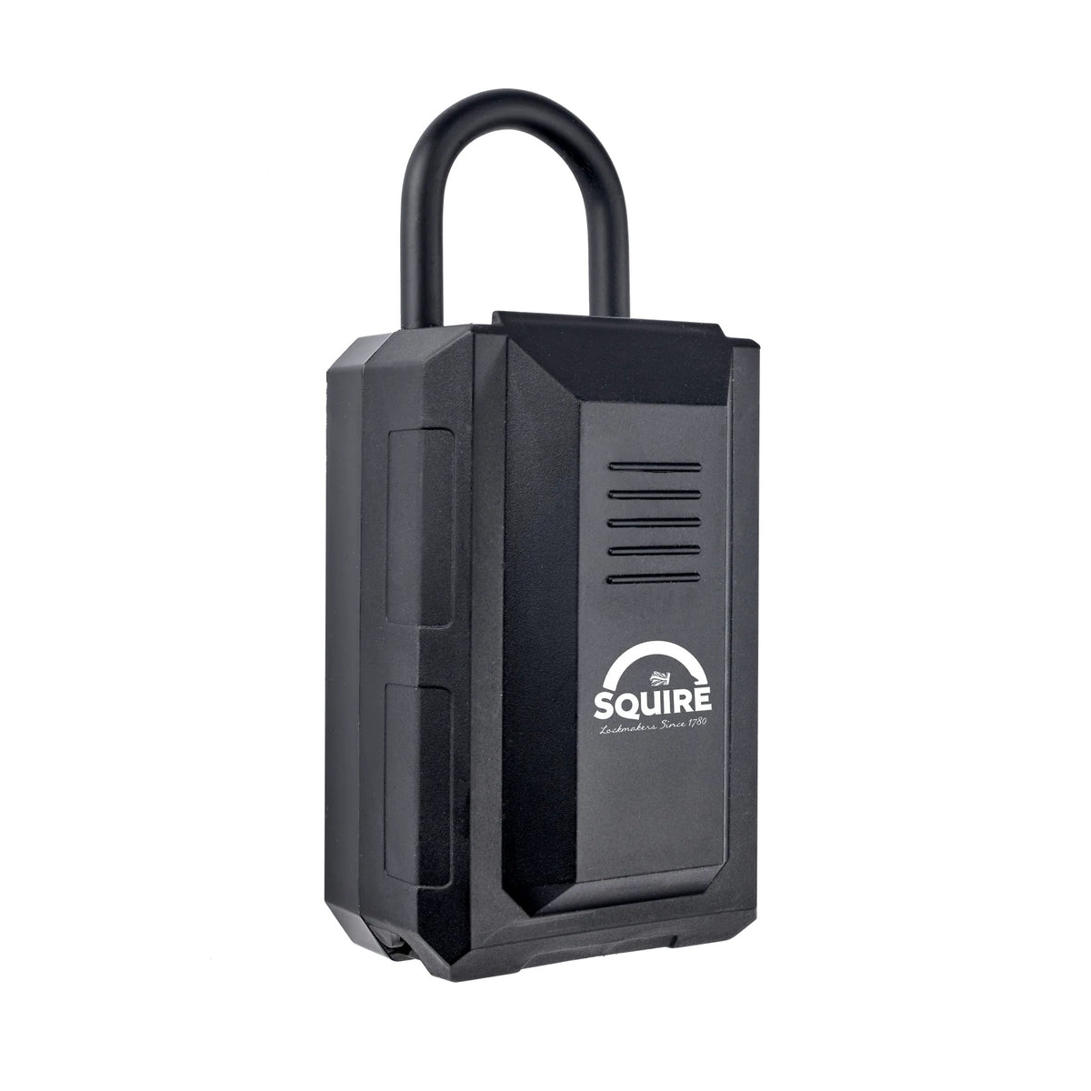 Squire Combination Key Keep 2 PB Black KEYKEEP2 PB | Portable Lock Box | Durable Construction | 12 Button Recodable Combination Lock | Weather Resistant Cover | Easy to Fit and Recode | Keep your Spare Keys Safe | Soft Touch Back and Coated Shackle to