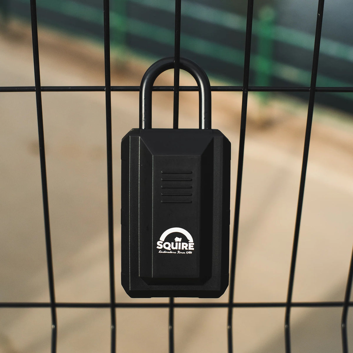 Squire Combination Key Keep 2 PB Black KEYKEEP2 PB | Portable Lock Box | Durable Construction | 12 Button Recodable Combination Lock | Weather Resistant Cover | Easy to Fit and Recode | Keep your Spare Keys Safe | Soft Touch Back and Coated Shackle to