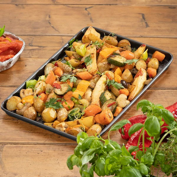 The Hairy Bikers Rectangular Non-Stick Oven Tray Black Extra Large 2.4cm x 30cm x 44.7cm BKW1674 | Oven Safe | Dishwasher Safe | PFOA Free | Freezer Safe