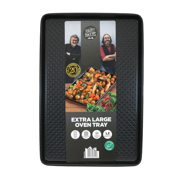 The Hairy Bikers Rectangular Non-Stick Oven Tray Black Extra Large 2.4cm x 30cm x 44.7cm BKW1674 | Oven Safe | Dishwasher Safe | PFOA Free | Freezer Safe