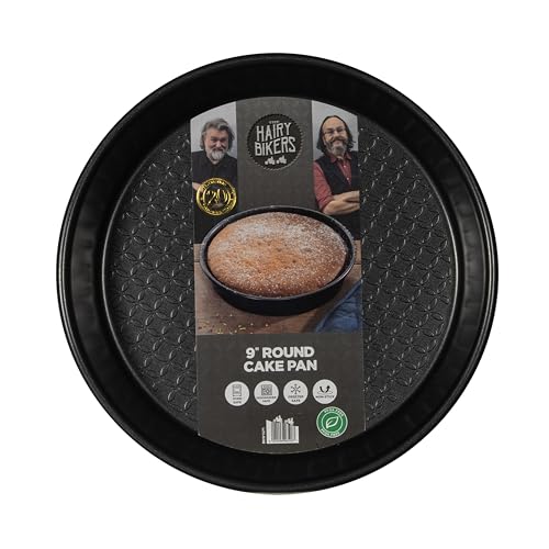 The Hairy Bikers Round Non-Stick Cake Pan Black 9-Inch BKW1671 | Oven and Freezer Safe | Dishwasher Safe | Textured Base for Easy Release | PFOA Free