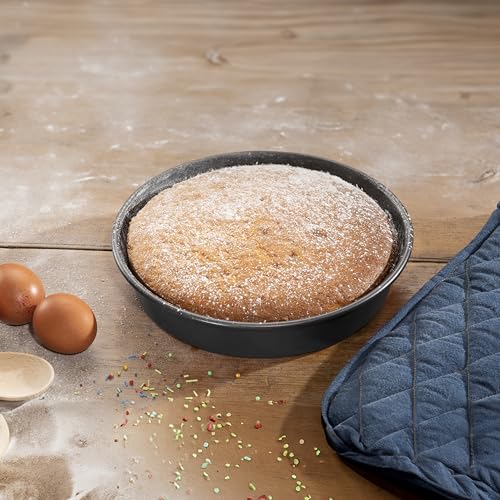 The Hairy Bikers Round Non-Stick Cake Pan Black 9-Inch BKW1671 | Oven and Freezer Safe | Dishwasher Safe | Textured Base for Easy Release | PFOA Free