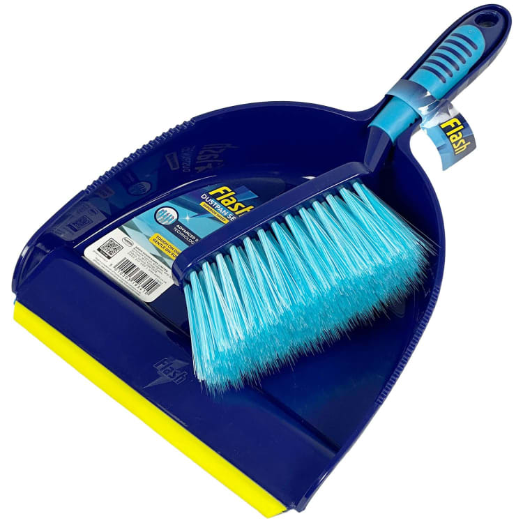 Addis Flash Dustpan and Brush Set Blue 519763 | Superior Sweep with Advanced Bristle Technology | Tough on Dirt | Gentle on Surfaces | Cleaning Tool for Home Use