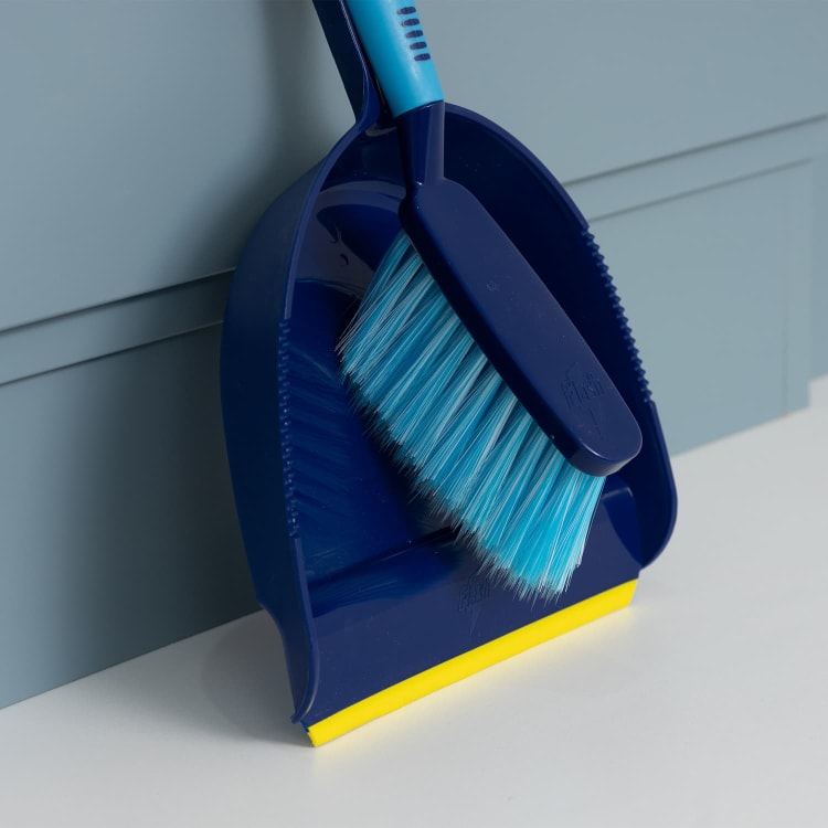 Addis Flash Dustpan and Brush Set Blue 519763 | Superior Sweep with Advanced Bristle Technology | Tough on Dirt | Gentle on Surfaces | Cleaning Tool for Home Use