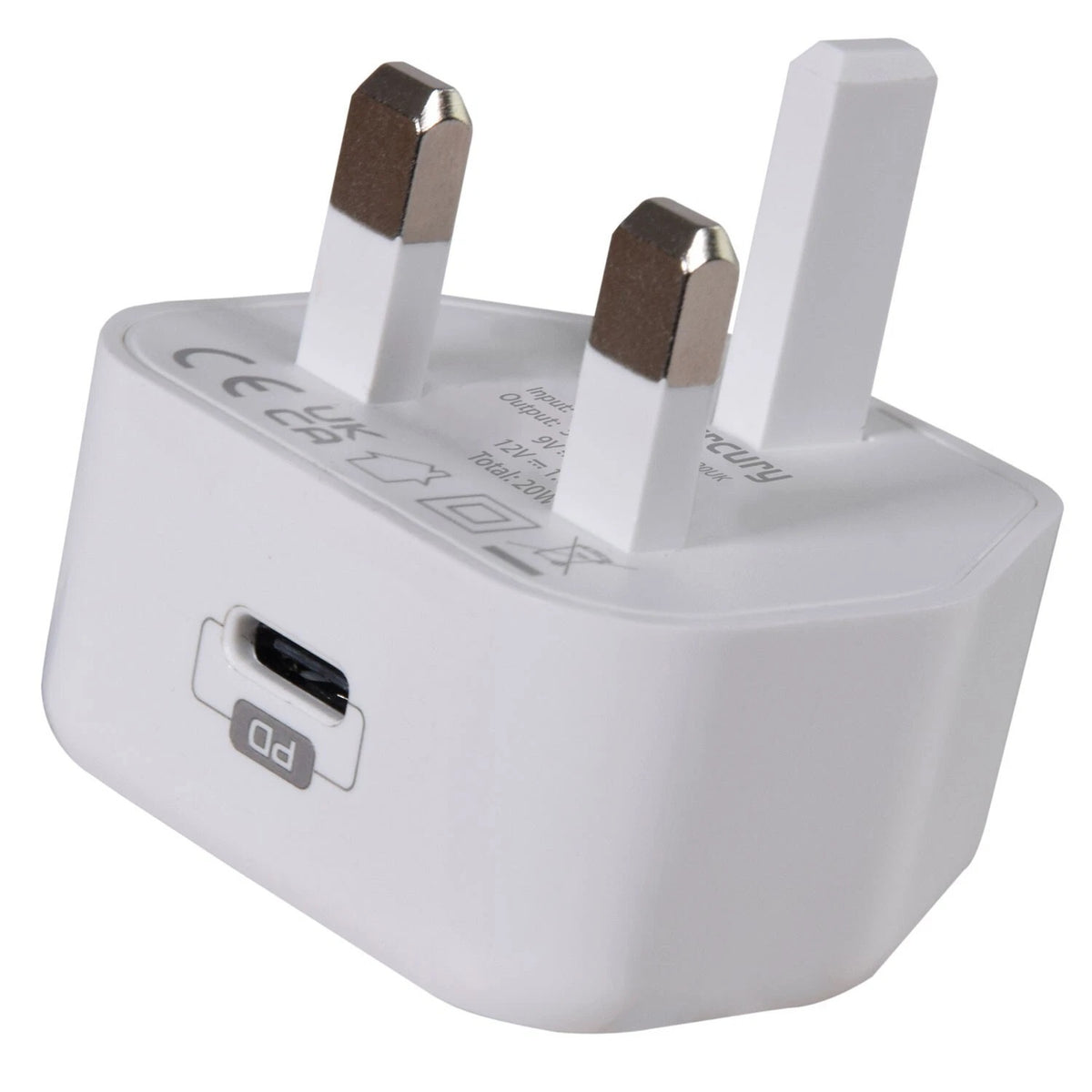 Mercury 20W Low Profile USB Type-C Charger White 421.720UK | Compact and Lightweight