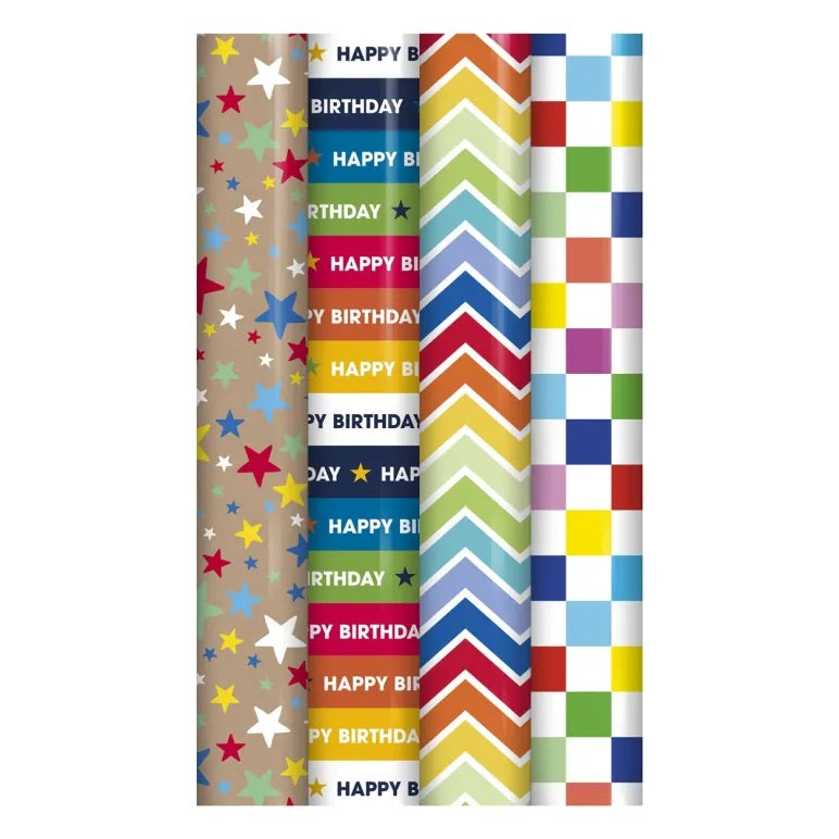 Eurowrap Recyclable Generic Giftwrap Assorted 3Mtr x 70cm 35582-GWC
