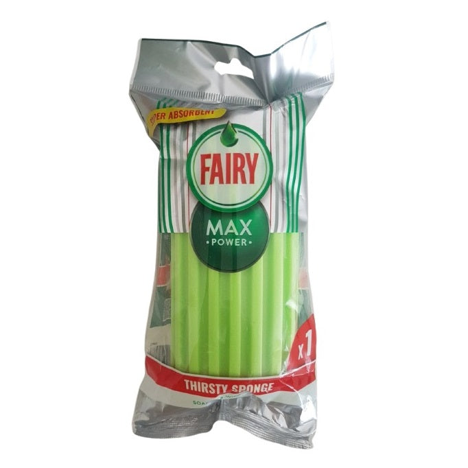 Addis Fairy Max Power Super Absorbent Thirsty Sponge Green 519779 | Soak Up and Wipe Down | Durable and Long Lasting | Streak Free | Drip Free