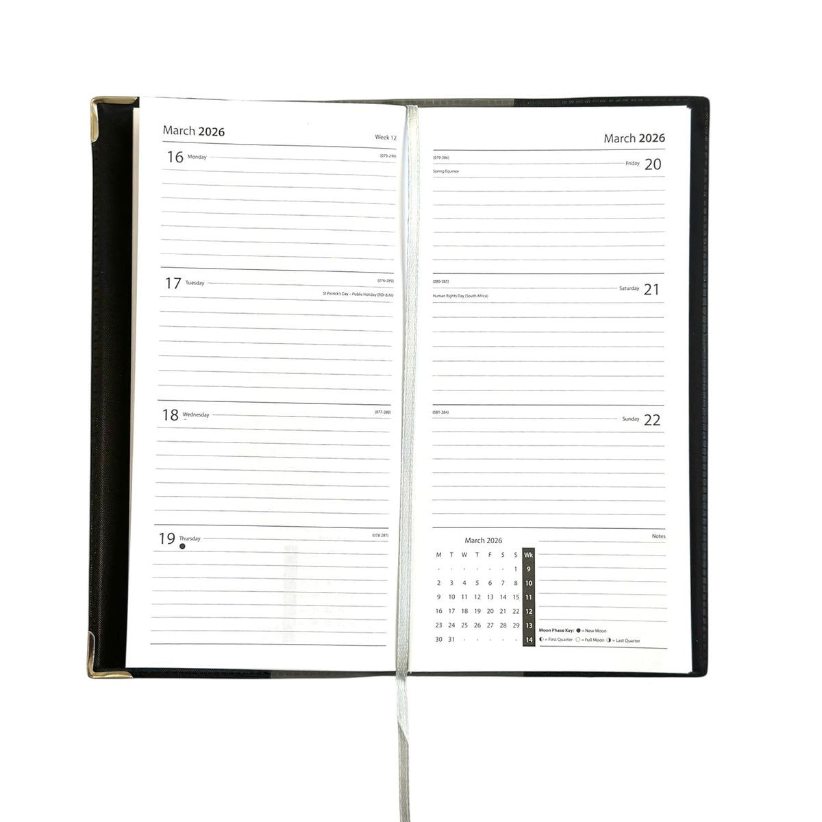 Design Group 2026 Slimline Week to View Diary Assorted Colours Pack of 1 YCORDIA4A032 | PVC Cover with Silver Corners | Planner for Appointments-Notes and Scheduling