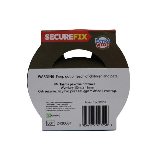 OTL SecureFix Extra Wide Packing Tape Brown 48mm x 50Mtr 318632 | Strong Adhesive | Securely Seals Parcels | Ideal for Shipping and Storage