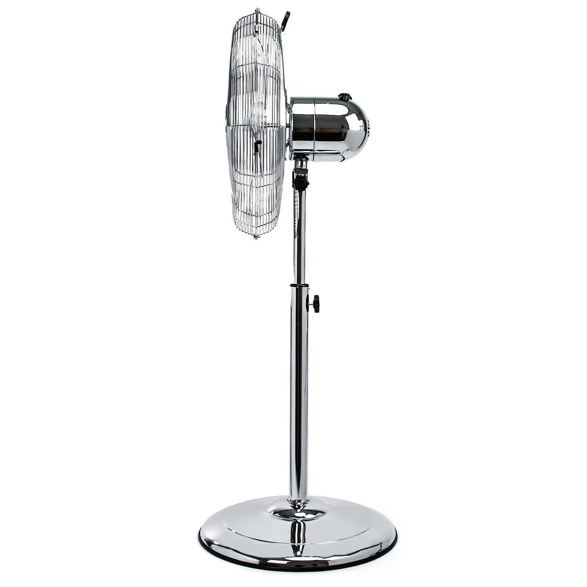 Status Oscillating Stand Fan Chrome 16-Inch S16CSTANDFAN | 3 Speed Settings | Oscillation Setting | Adjustable Height | Adjustable Angle | Portable | Carry Handle