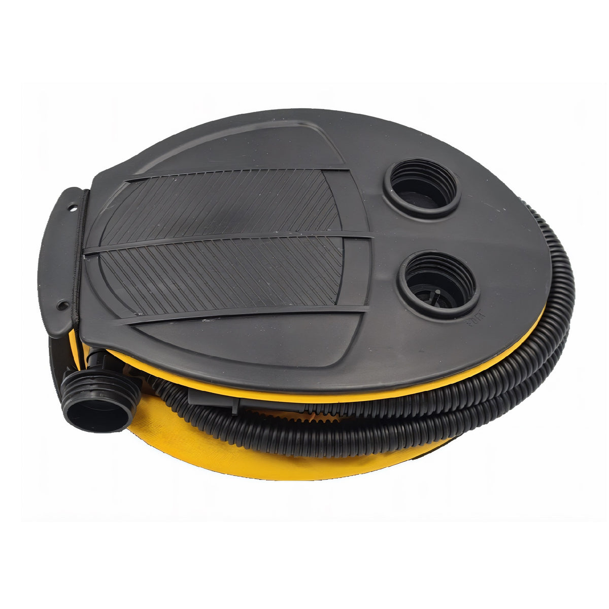 ProCamp Foot Pump Inflator-Deflator Black and Yellow 3Ltr CAM6294OB | 3 Valve Plugs | Strong and Durable | Easy to Use | Folds Flat for Easy Storage | Inflates and Deflates Large Inflatables