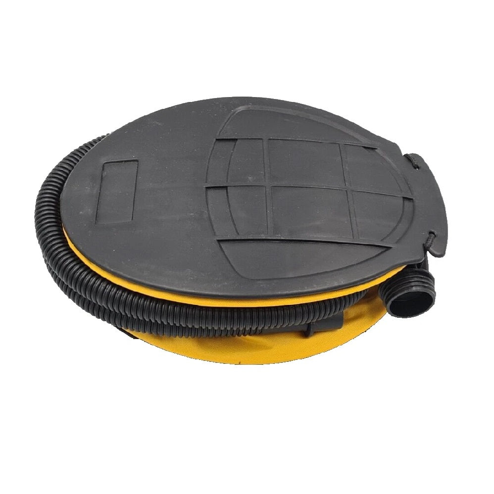 ProCamp Foot Pump Inflator-Deflator Black and Yellow 3Ltr CAM6294OB | 3 Valve Plugs | Strong and Durable | Easy to Use | Folds Flat for Easy Storage | Inflates and Deflates Large Inflatables