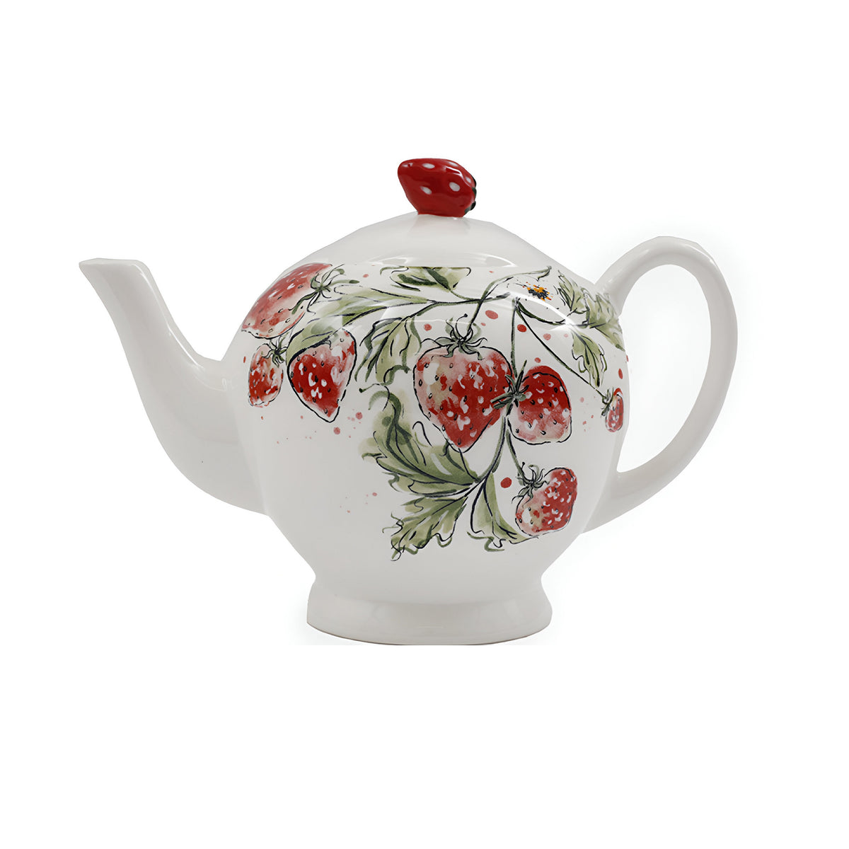 Sifcon International Strawberry Print Teapot White 26cm x 16cm x 18cm KG3783