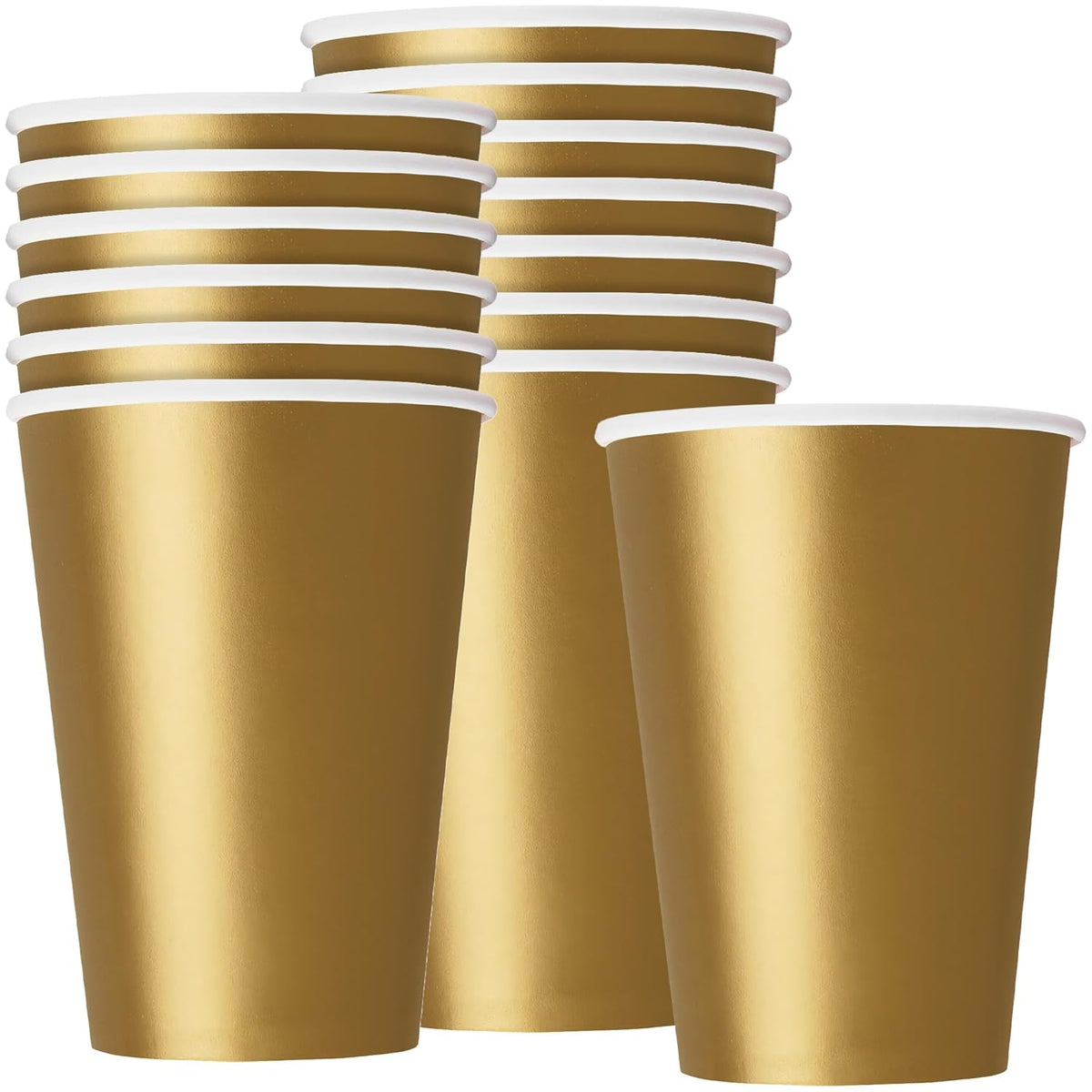 Unique Party Disposable Paper Cups Gold 270ml Pack of 14 33246EU | Eco-Friendly Drinkware | FSC Certified | Ideal for Parties-Events and Everyday Use