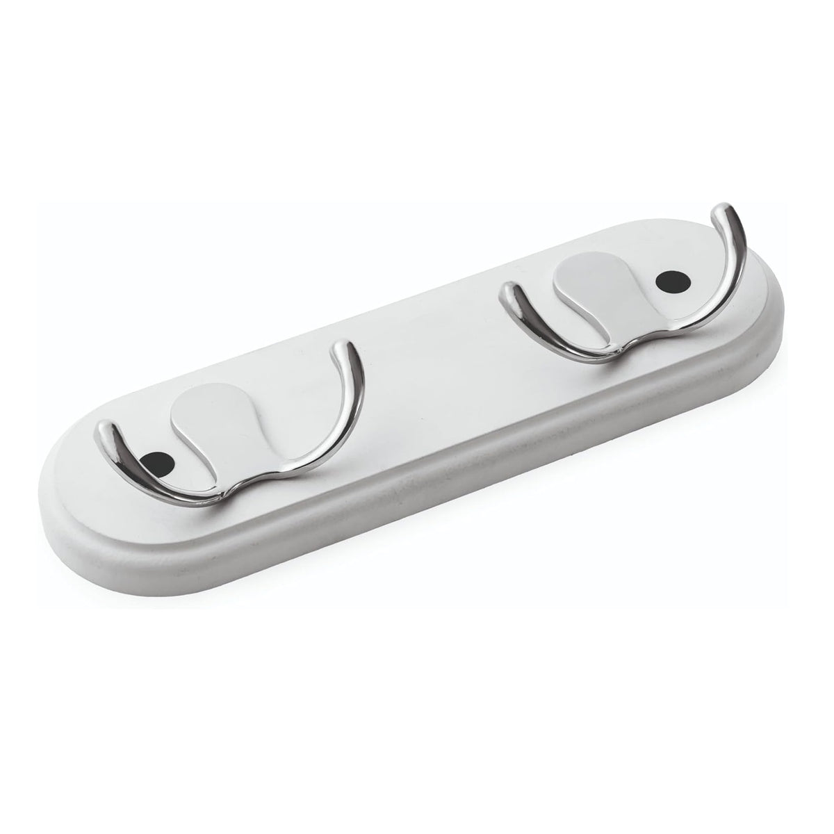 Bluecanyon Wall Mounted Dual Hooks with Chrome Finish White 22.5cm x 7cm x 1.5cm HK2010-2 | Bristol Polished | Heavy Duty Metal Hook Rack |For Bathroom-Hallway or Bedroom