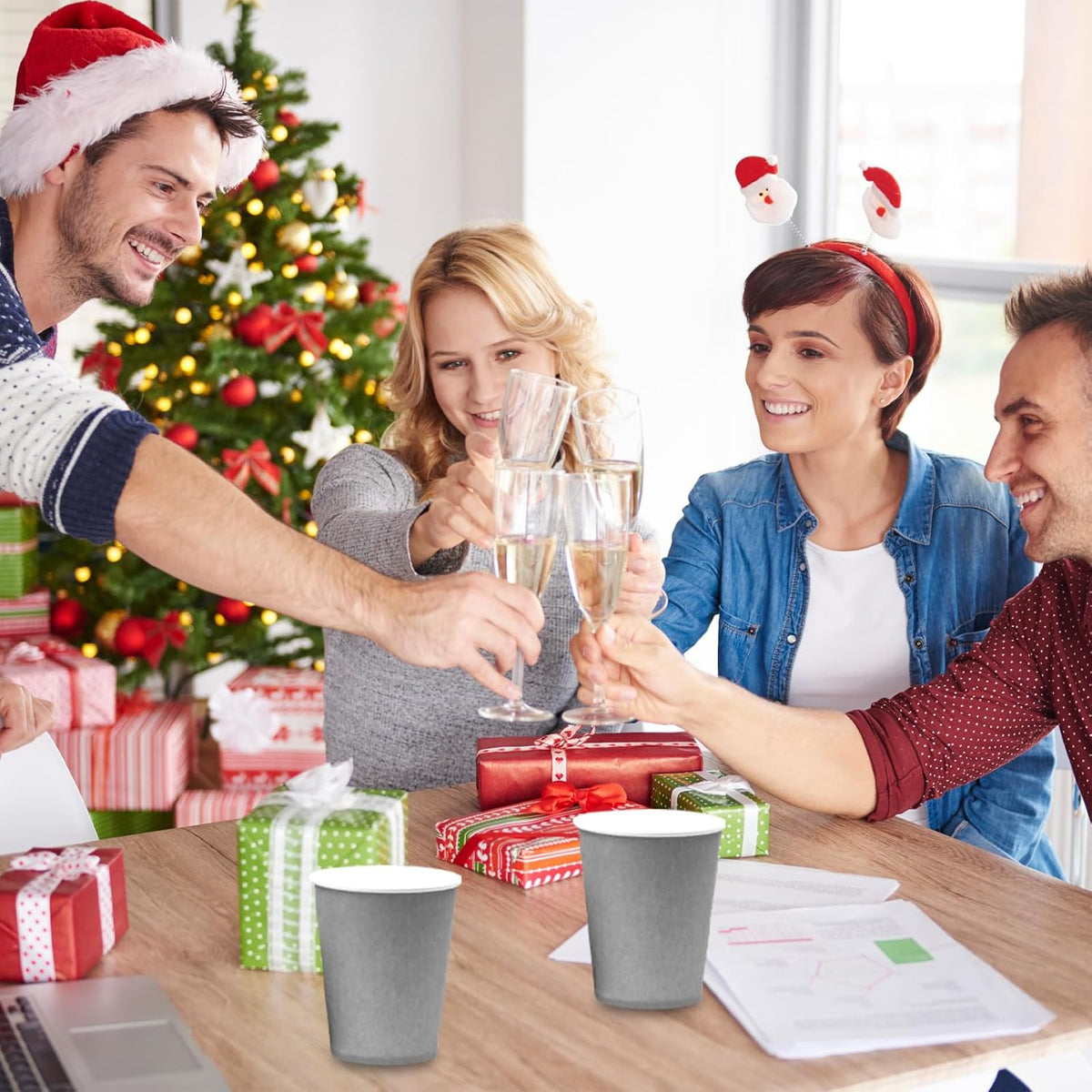 Unique Party Disposable Paper Cups Silver 270ml Pack of 14 33446EU | Eco-Friendly Drinkware | FSC Certified | Ideal for Parties-Events and Everyday Use