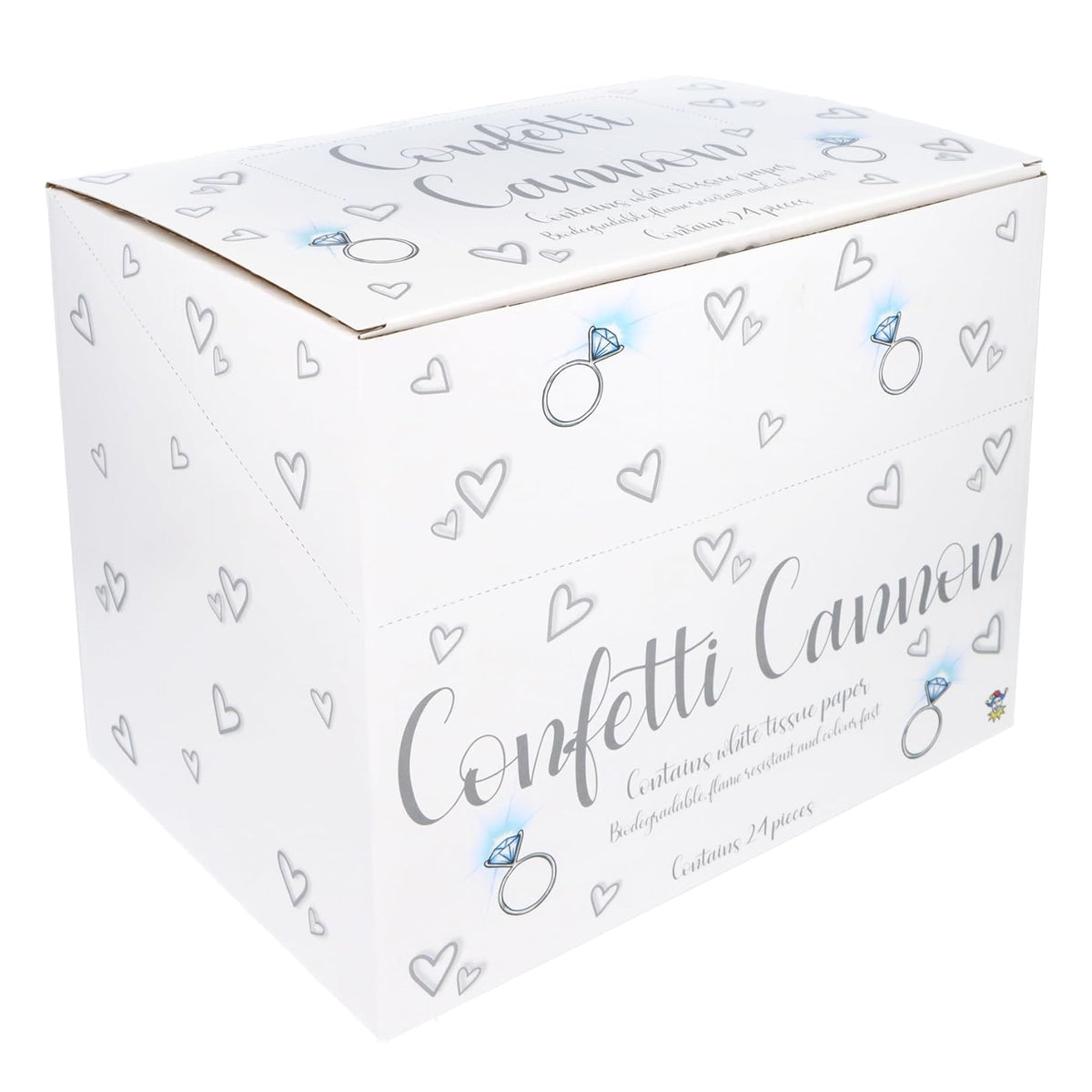 Henbrandt Wedding Confetti Cannon with Biodegradable Paper White 20cm X38830 | Heart and Ring Design | Party Popper for Engagements-Proposals and Celebrations | Easy Twist-To-Launch Design | Flame Resistant and Colour Fast